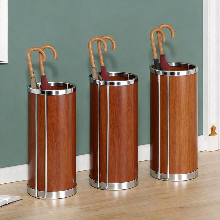 Mesh Cylindrical Umbrella Stand with Elevated Feet and Ventilated Metal Grid
