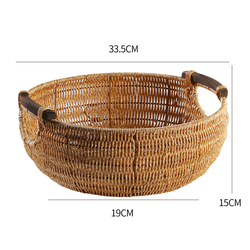 Handcrafted Braided Storage Basket With Wooden Handles