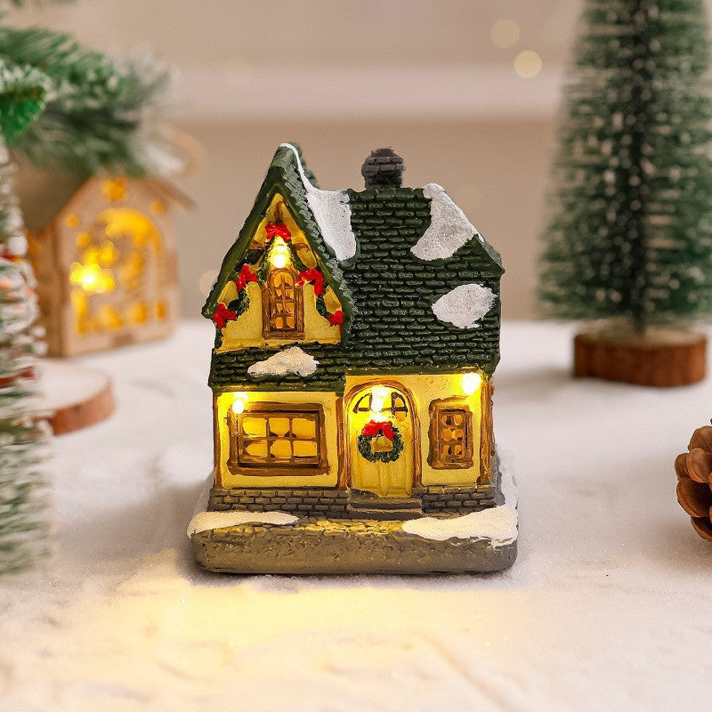 Decorative Christmas village with lights