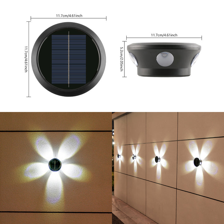 Outdoor Solar Wall Sconce Multi-Beam Decorative LED Accent Light