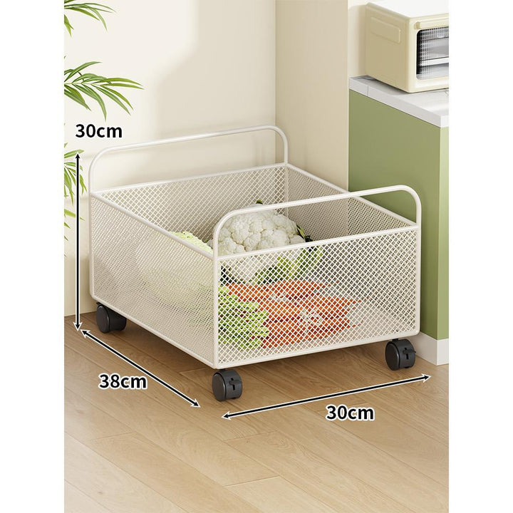 Mobile Mesh Storage Basket with Handle and Locking Casters