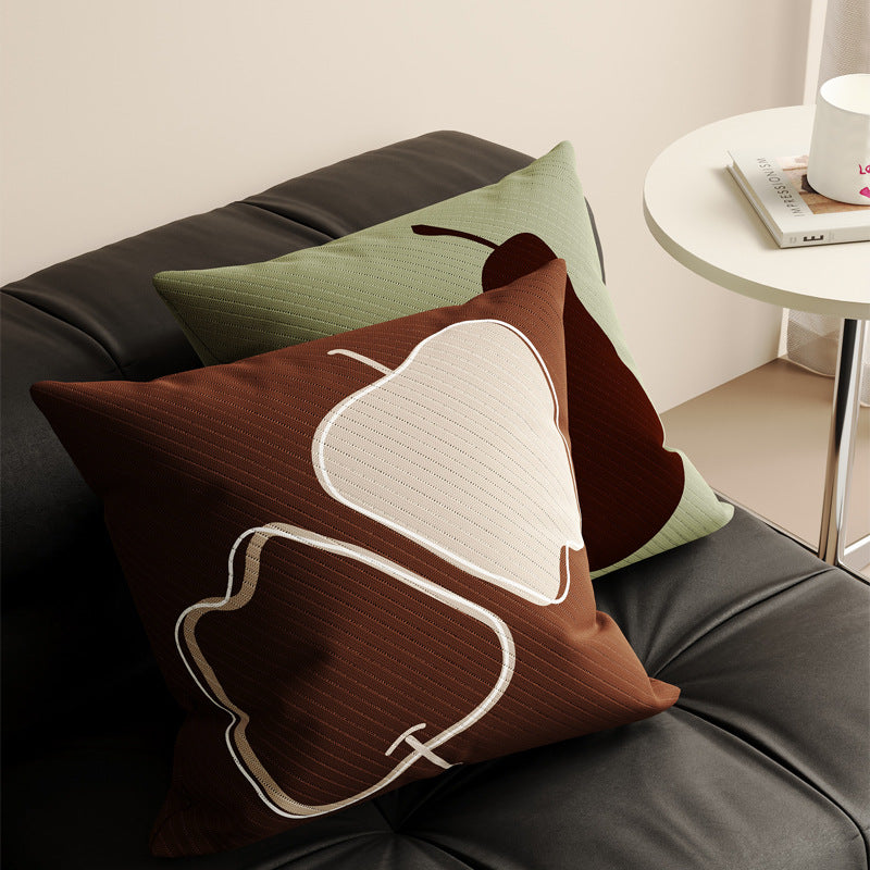 Decorative Square Cushion Cover with Minimalist Pear Silhouette and Textured Knit Fabric