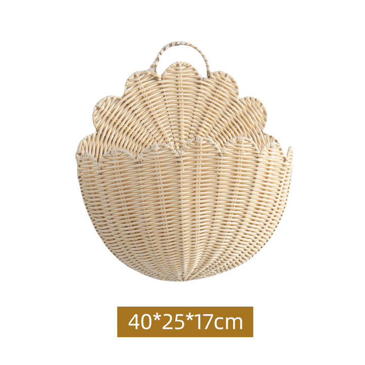 Handwoven wall basket with wave pattern