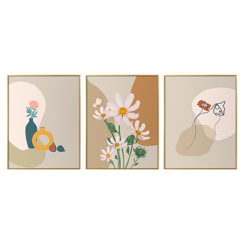 Decorative Framed Art Print with Abstract Floral Design