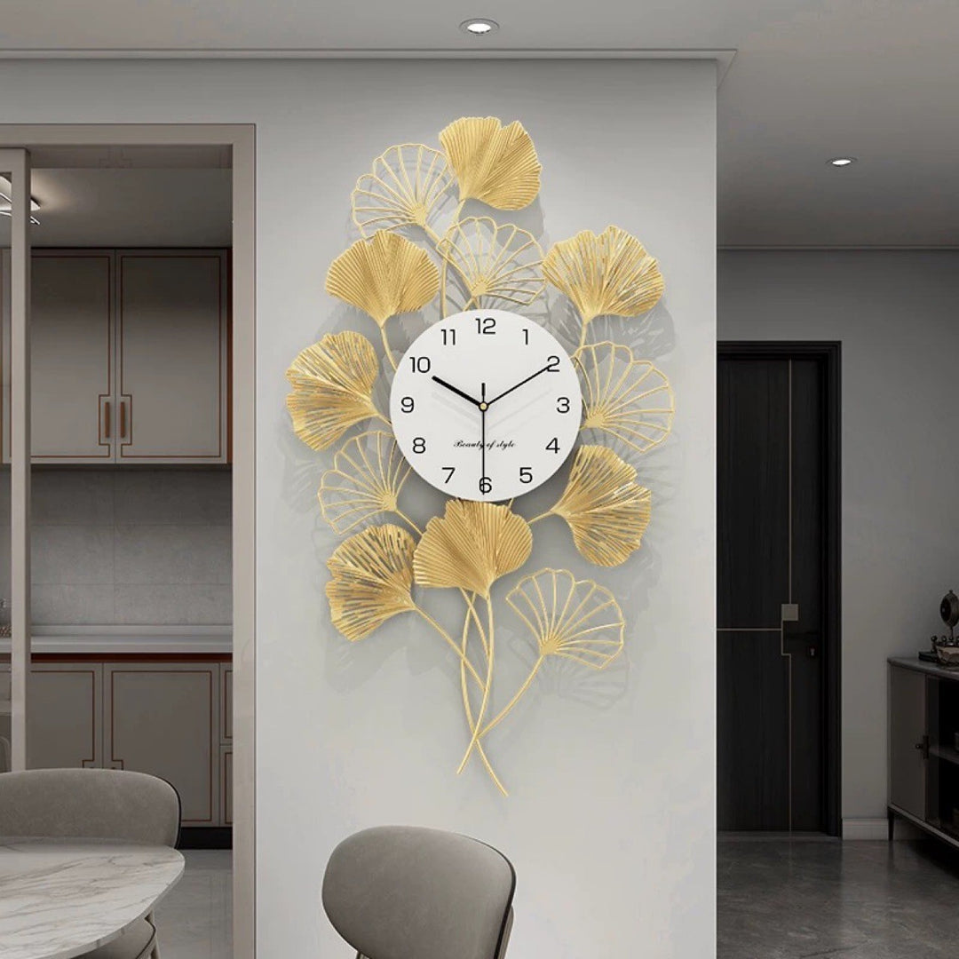 Elegant Ginkgo Leaf Wall Clock
