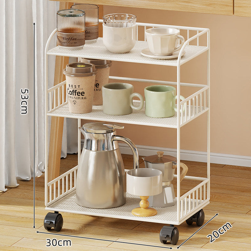 Compact Two-Shelf Mobile Kitchen & Home Service Trolley with Perforated Metal Shelves