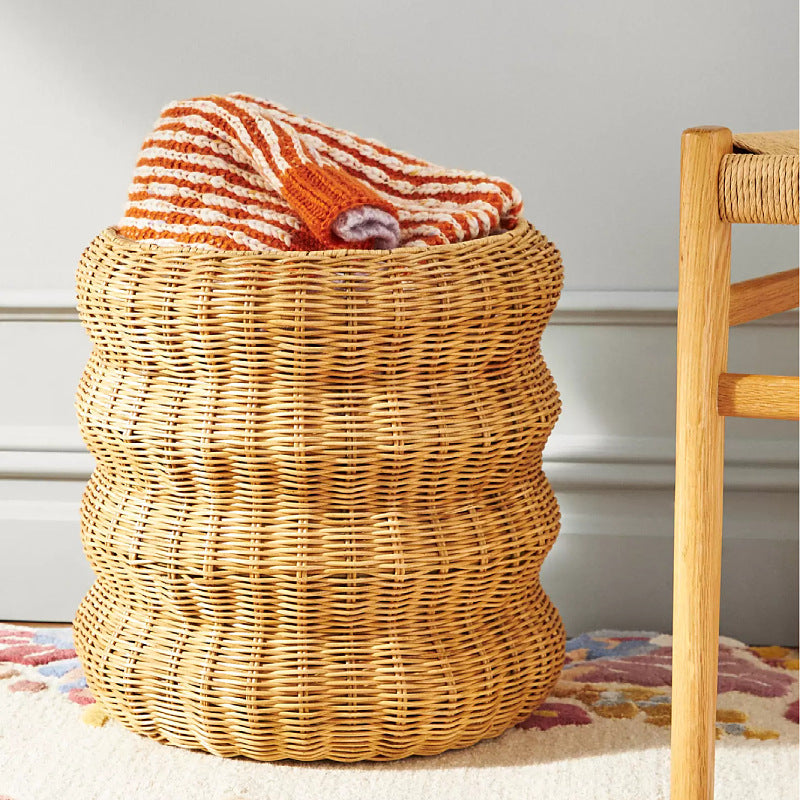 Stylish basket made of woven natural material