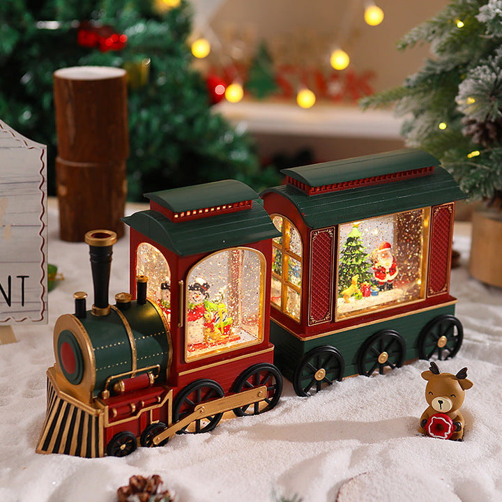Nostalgic Christmas Train Lantern with Moving Santa