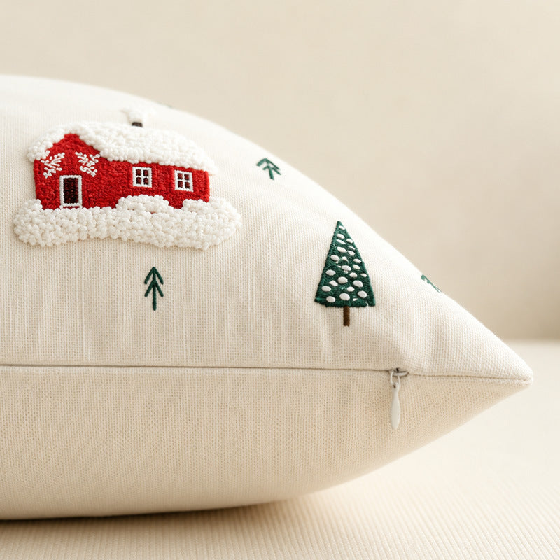 Tufted Chenille Embroidered Holiday Throw Pillow Covers