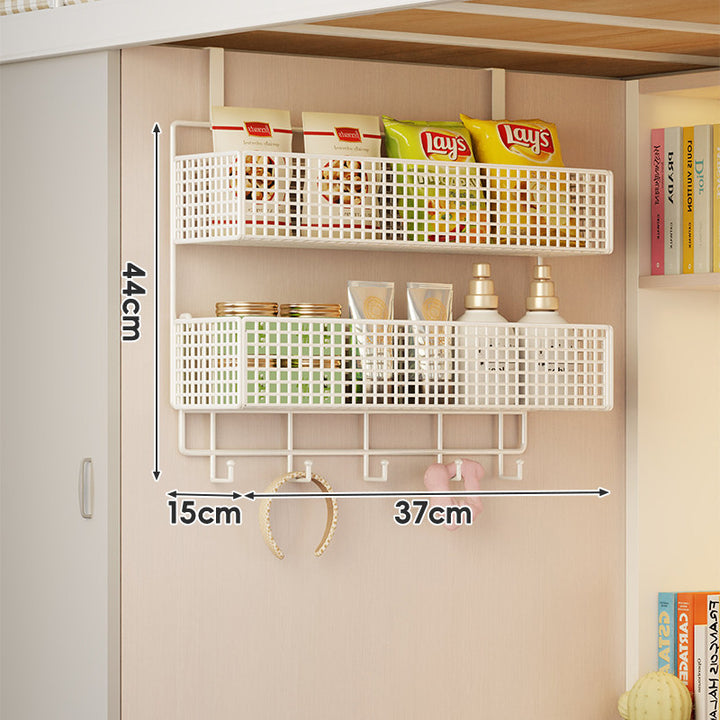 Wall-Mounted Grid Mesh Stacked Tiered Pantry and Bathroom Storage Baskets
