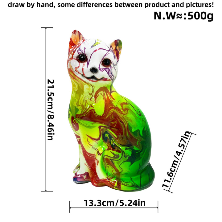 Artistic cat figurine in vibrant design