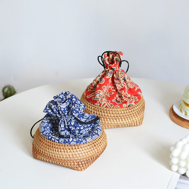 Charming storage bag made of hand-woven rattan