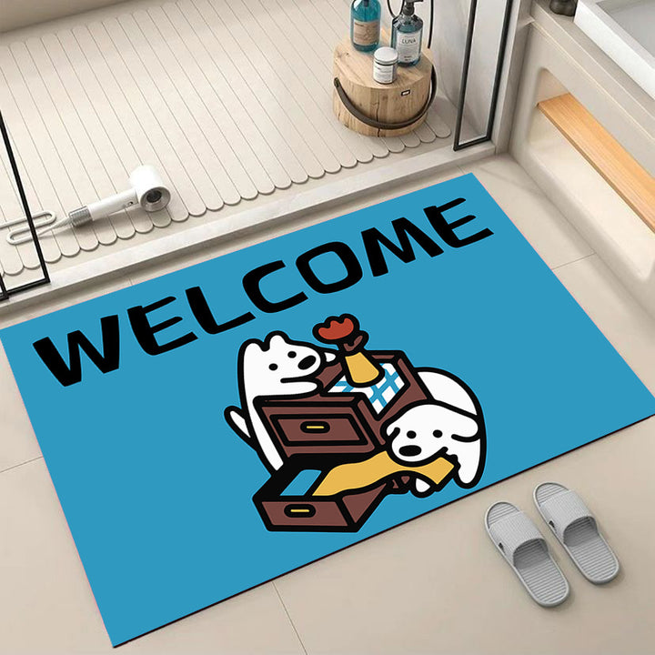 Cartoon Dog-Themed Welcome Mat