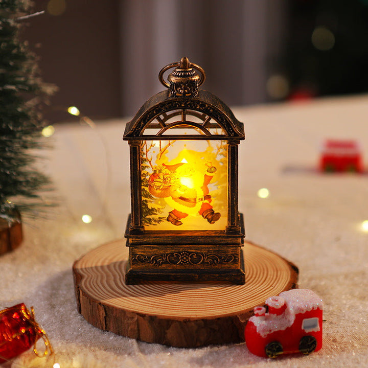 Decorative Christmas lantern with nostalgic Santa motif