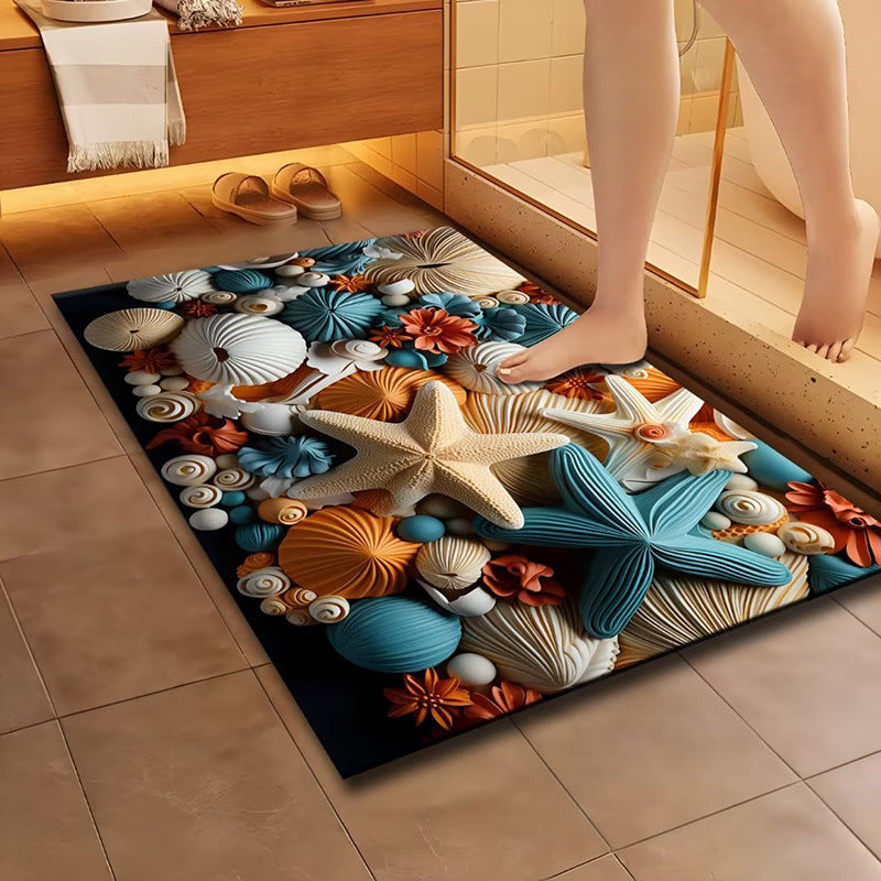 Artistic Floral Design Bath Mat