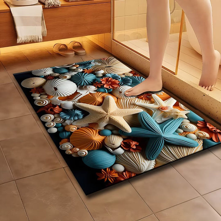 Artistic Floral Design Bath Mat