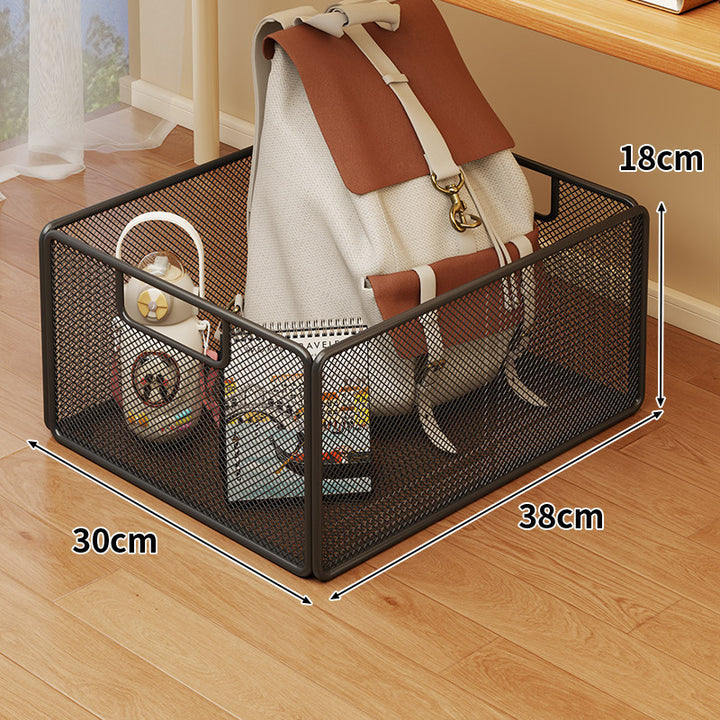 Under-Desk Rolling Mesh Utility Basket with Locking Swivel Wheels