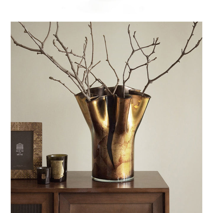 Organic Wavy-Rim Metal Decorative Fruit & Centerpiece Bowl