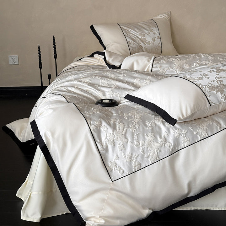 Decorative Luxury Embroidered Satin Bedding Set Avarnia