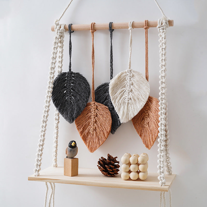 Bohemian Macrame Leaf Art Display Shelf