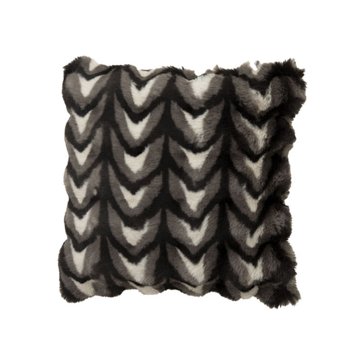 Rectangular decorative faux fur pillow cover with chevron relief texture
