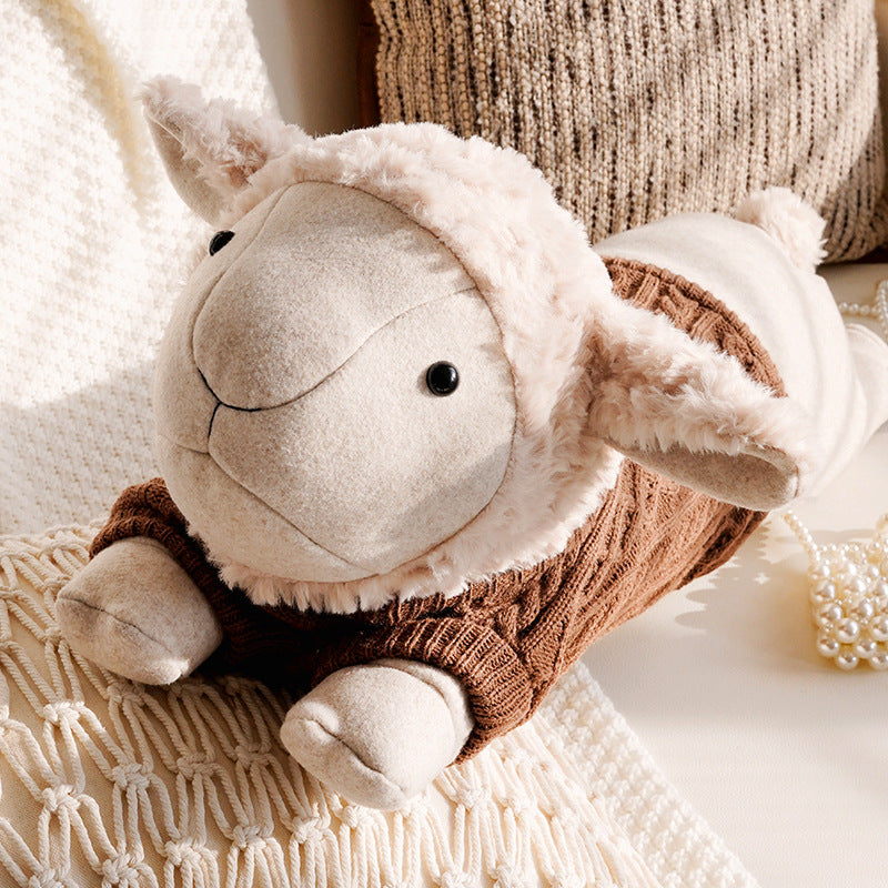 Adorable Plush Sheep-Shaped Decorative Pillow