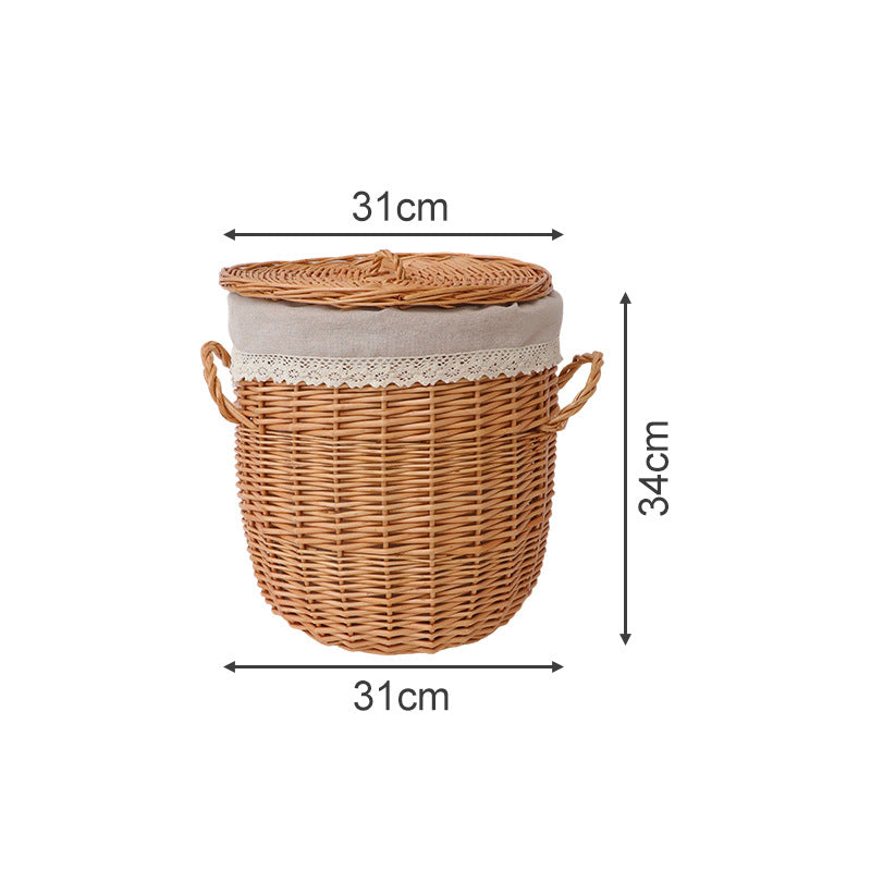 Braided laundry basket with removable fabric lid