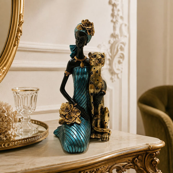 Elegant sculpture with leopard