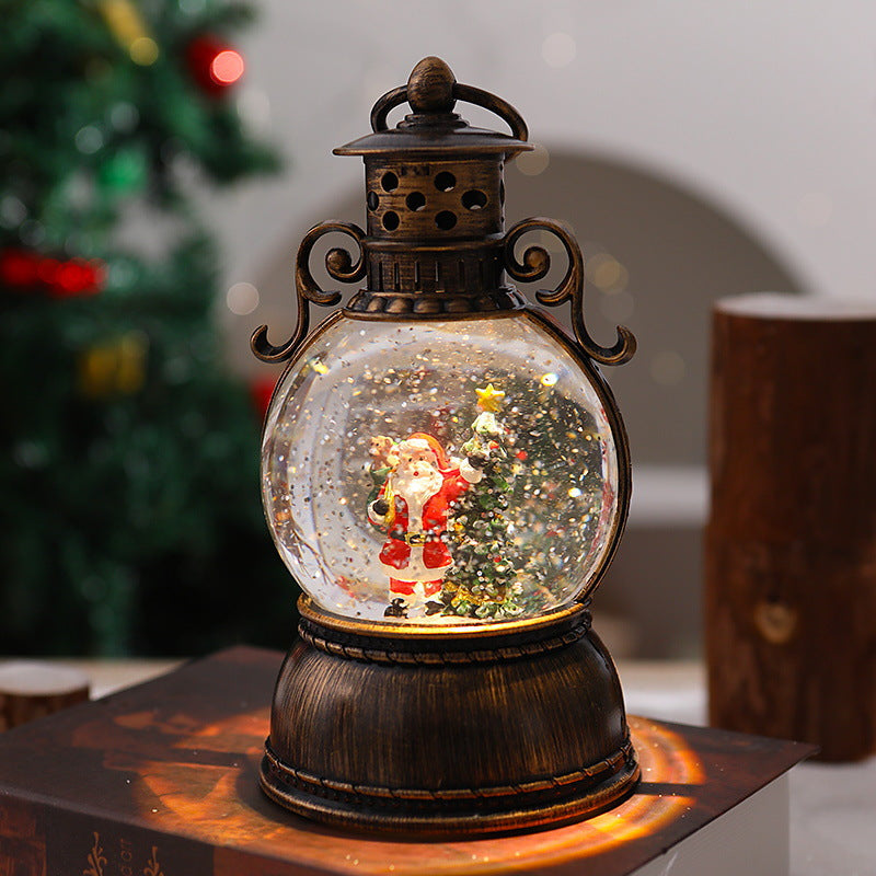 Nostalgic Christmas lantern with snow globe