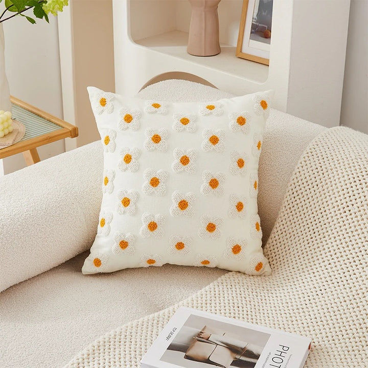 Embroidered Floral Decorative Throw Pillow