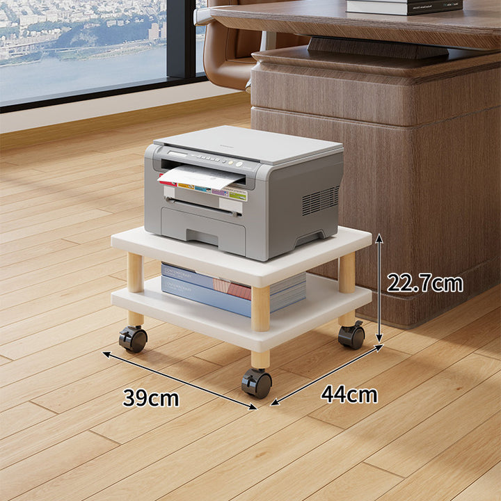 Compact Mobile Tiered Wooden Printer Stand with Swivel Casters