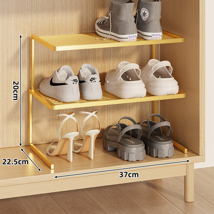 Compact Double-Layer Adjustable Shoe Shelf Riser for Cabinet and Closet