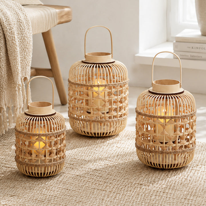 Decorative Lantern made of woven bamboo