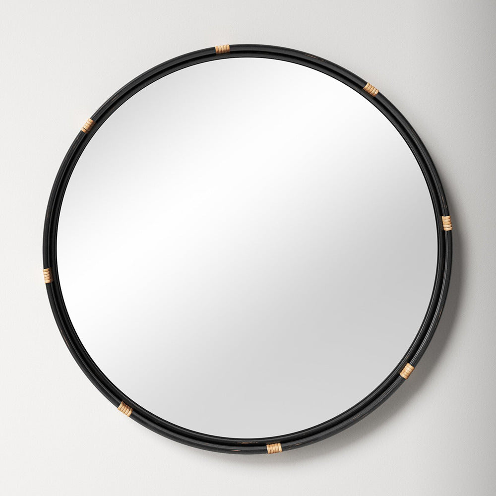 Round Decorative Wall Mirror With Braided Edge