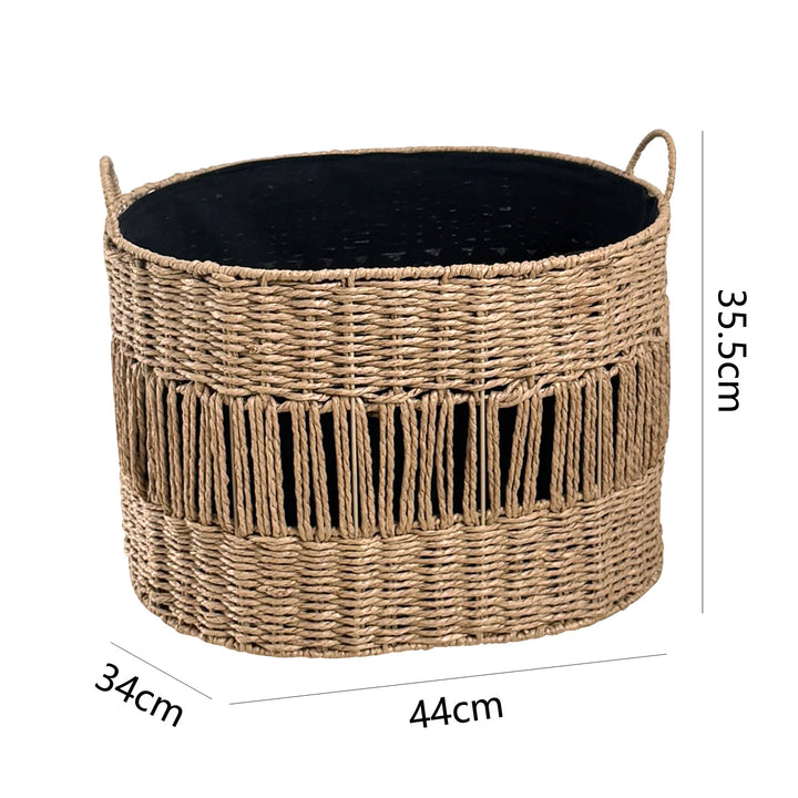 Storage basket with elegant fringe design