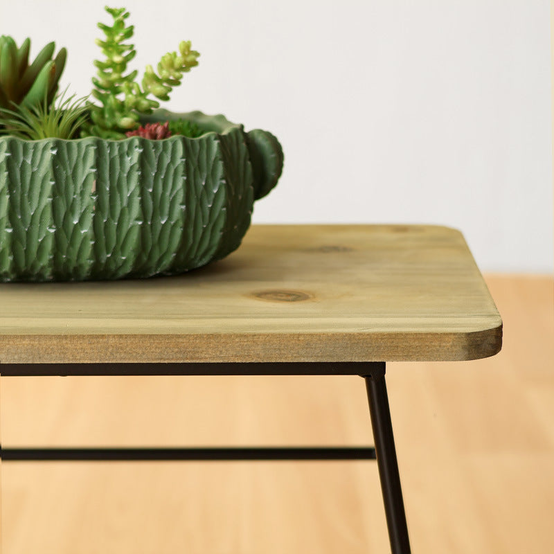 Modern wooden stool with metal frame