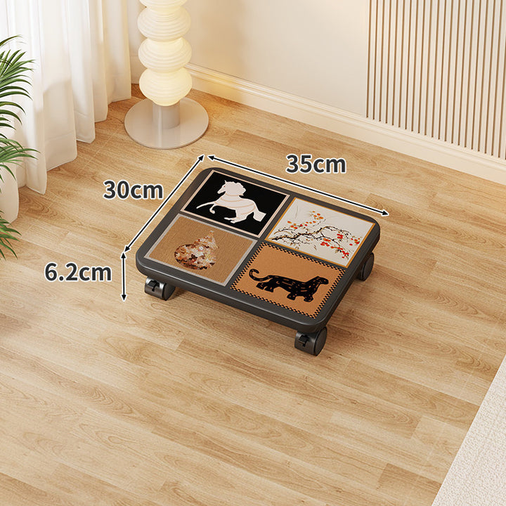 Low-Profile Under-Bed Rolling Storage Platform with Cartoon Top and Locking Casters