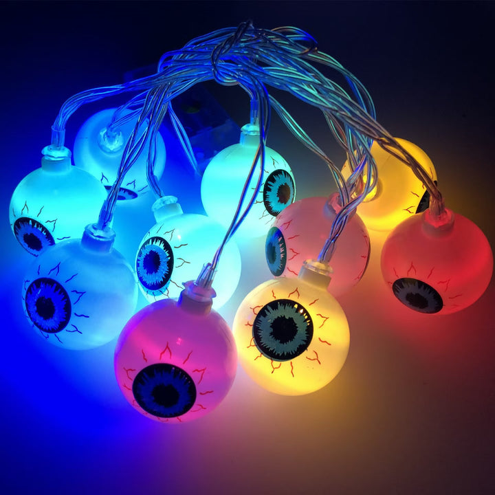 Spooky Thematic Glowing Eyeball Garland LED Ambient String Lights with Battery Controller