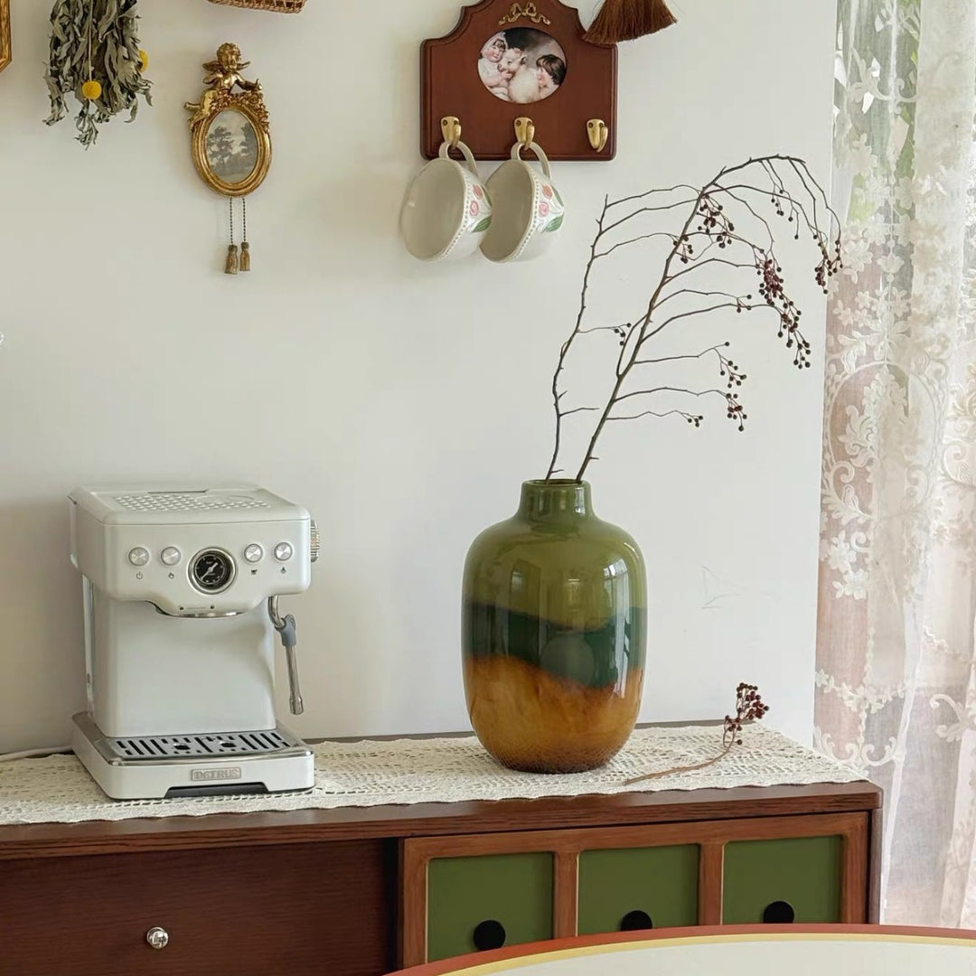 Hand-Blown Gradient Tall Ceramic Decorative Vase with Narrow Mouth
