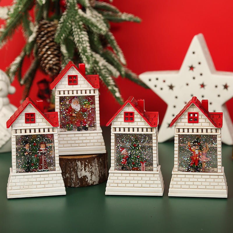 Illuminated Christmas village with moving figures