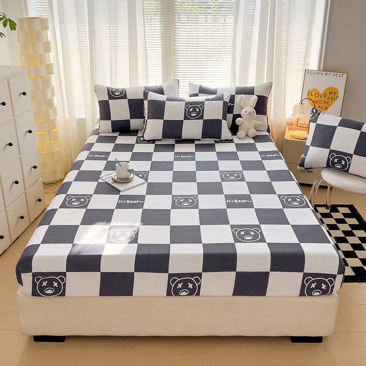 Premium Flannel Plaid Bed Linen Set