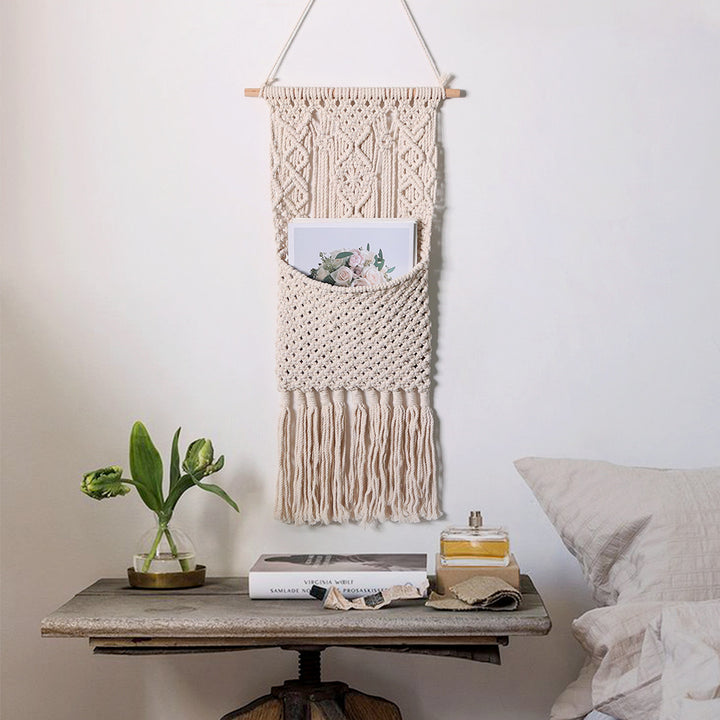 Artistic macrame wall decor with beautiful fringe decoration