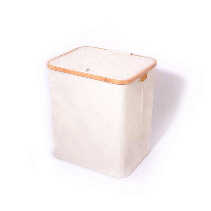 Storage basket with wooden frame