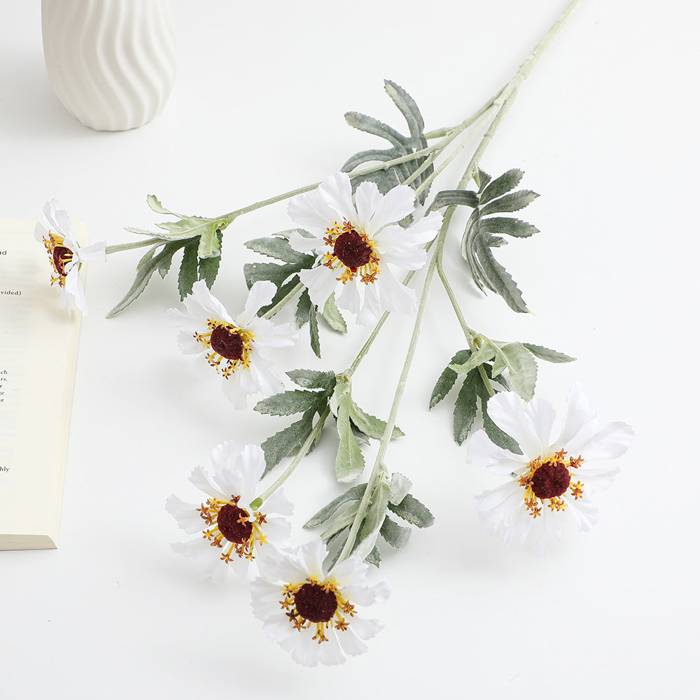 Artificial poppy flower branch with lifelike blooms and detailed leaves