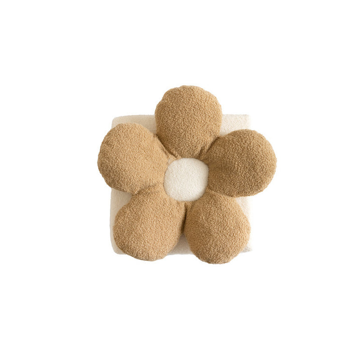 Padded flower seat cushion with teddy plush and ergonomic padding