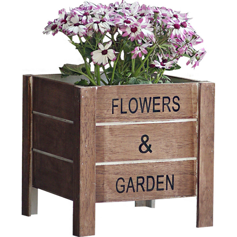 Decorative wooden box for plants
