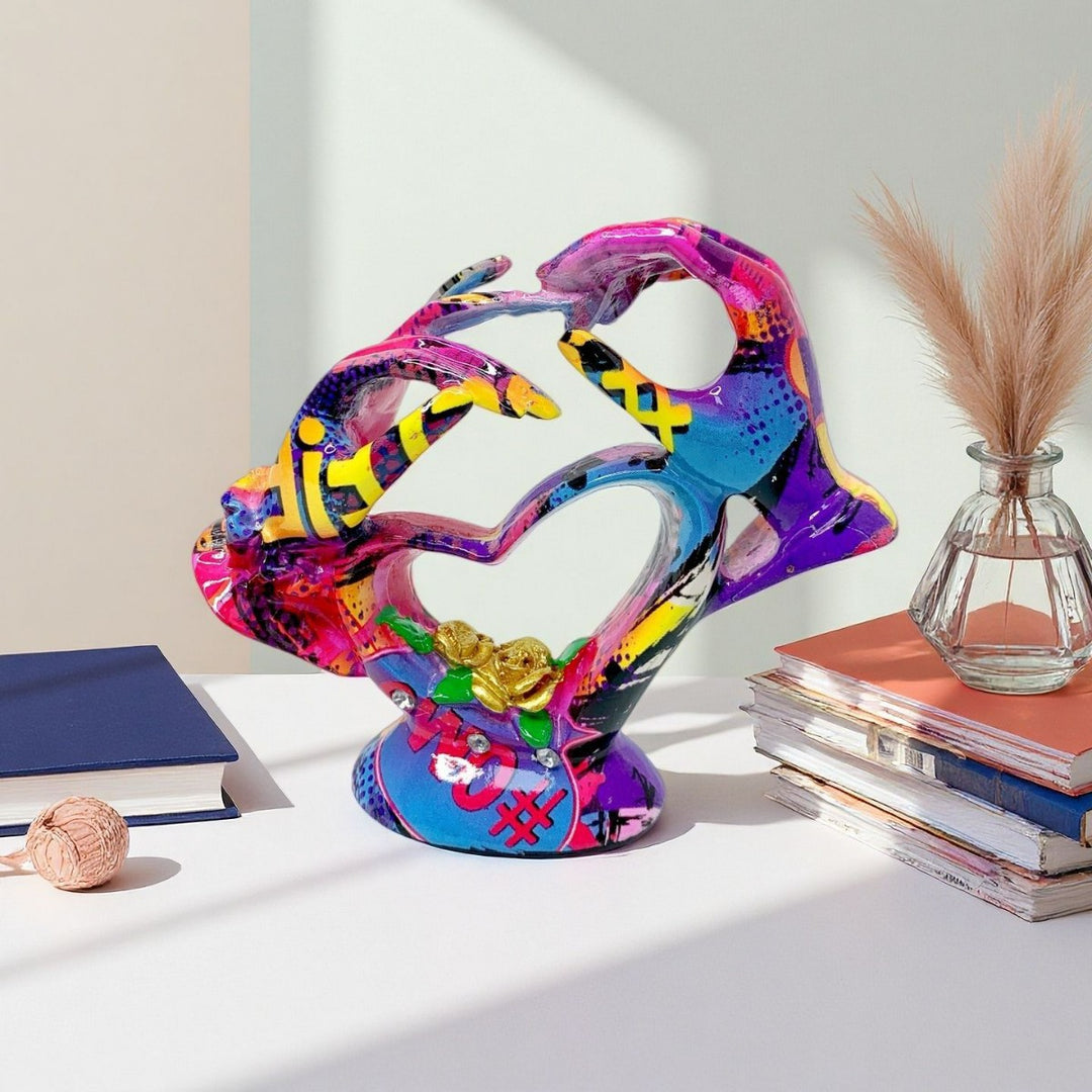 Artistic heart sculpture with detailed painting