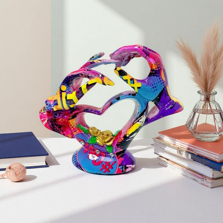Artistic heart sculpture with detailed painting