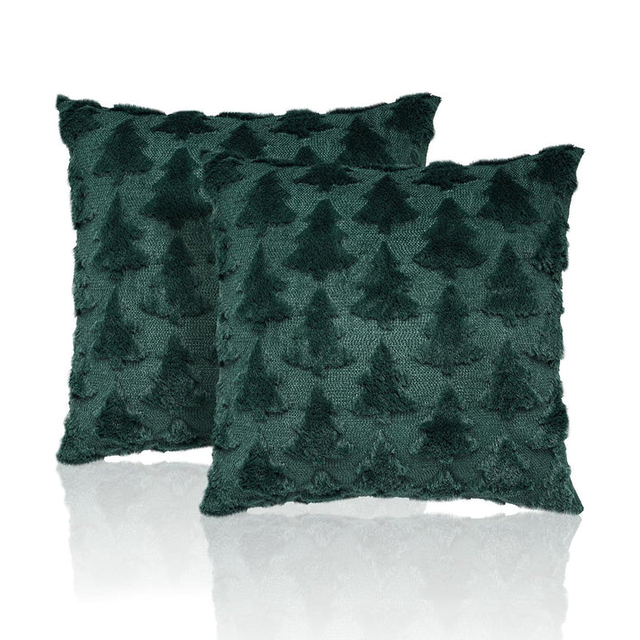 Festive Tufted Tree-Pattern Square Throw Pillow Covers with Plush Texture and Hidden Zipper