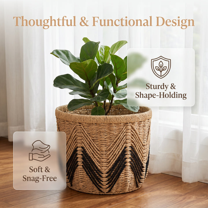 Storage basket with stylish zigzag pattern